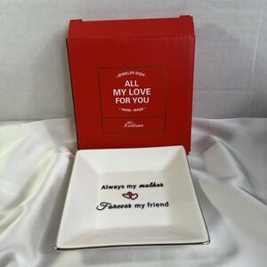 Kaidouma Jewelry Dish Hand Made White With Gold Trim Porcelain Mothers Day New